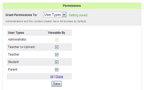 SML Permissions User Type
